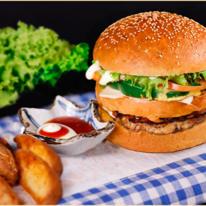 Luxury Spicy Chicken Burgerလပ်ရှ်ရှီ ကြက်သားအစပ် ဘာဂါ