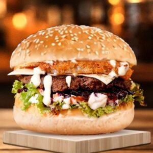 Onion Beef Burger (Medium)အမဲသားကြက်သွန်ကွင်းကြော် မီဒီယမ်ဘာဂါ