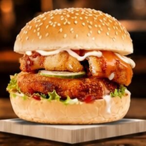 Seafood Burger (Medium)ပင်လယ်စာ မီဒီယမ်ဘာဂါ