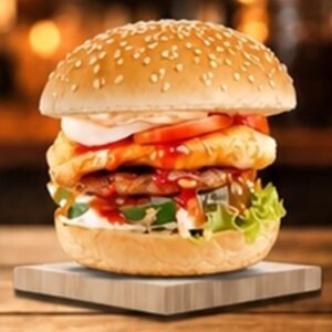 Pepper Spicy Chicken Burger (Medium)ကြက်သားအစပ်ငရုတ်ပွ မီဒီယမ်ဘာဂါ
