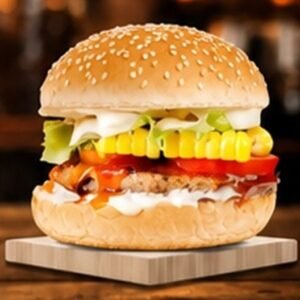 Corn Spicy Chicken Burger (Medium)ကြက်သားအစပ်ပြောင်းဖူး မီဒီယမ်ဘာဂါ